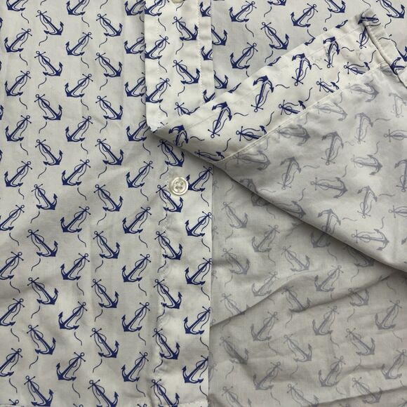 Gitman Bros Button Down Shirt Mens 18.5 35 Nautical Anchor Print Boat Ocean - Picture 7 of 15